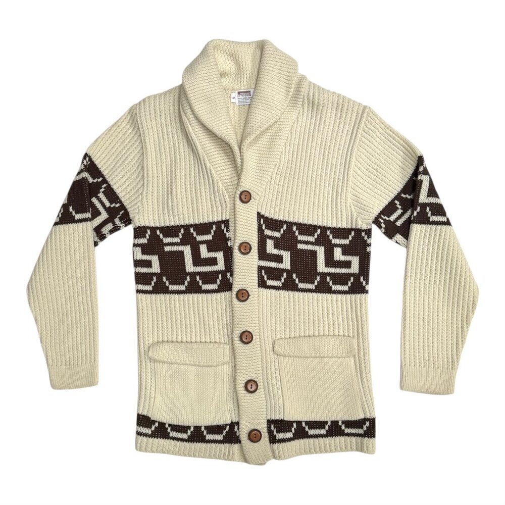 Vtg Grandpacore Montgomery Ward Men's Cardigan Sweater Big Lebowski Vibes SMALL